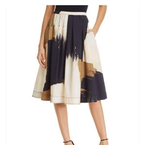 Donna Karan Womens Cotton Pleated A-Line Skirt